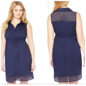 Motherhood Maternity Navy Eyelet Hem Sleeveless Dress Sz Medium